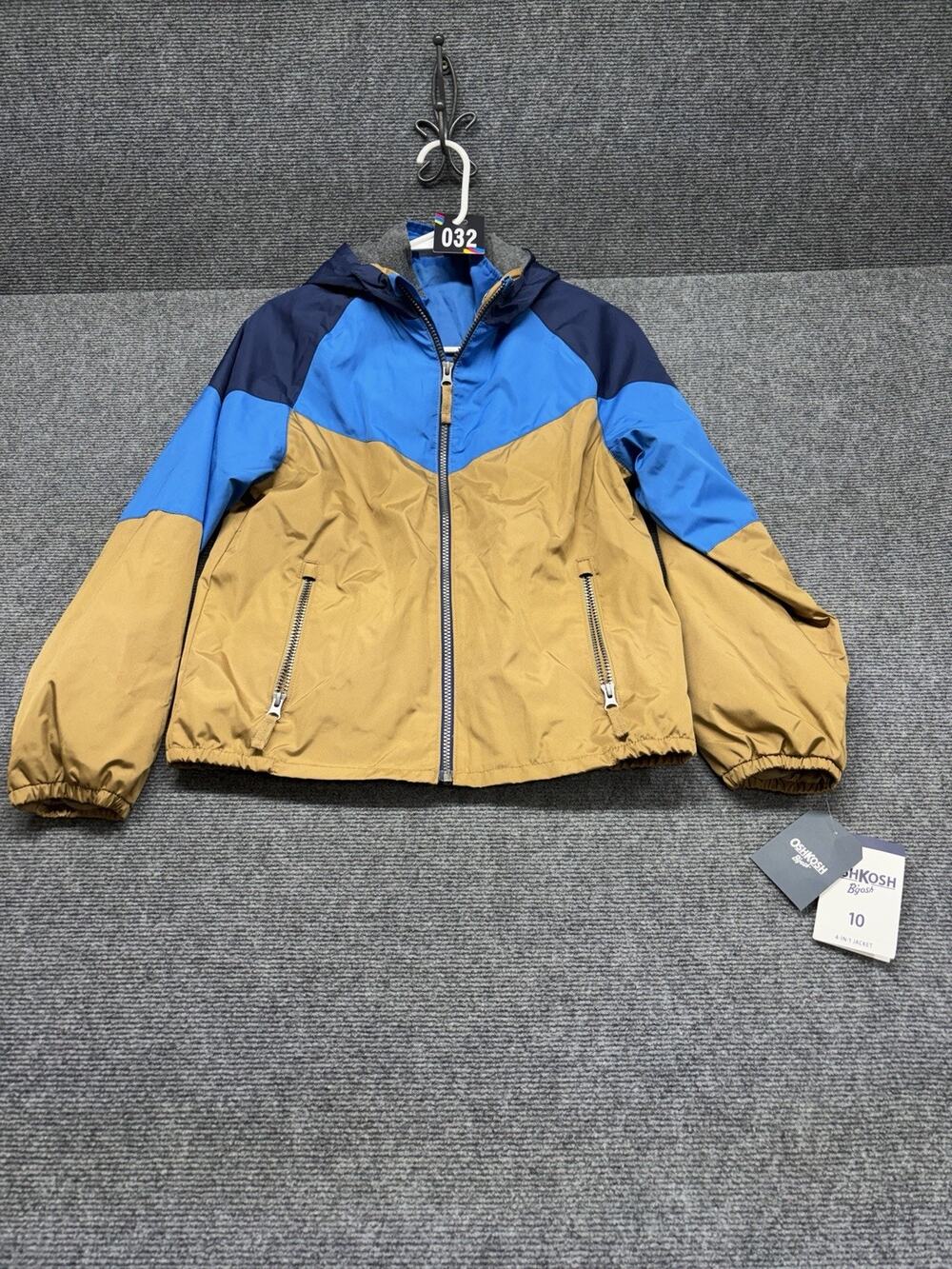 Oshkosh Lined Hooded Jacket Boys Size 10 Tan Removable Lining NWT MSRP $78